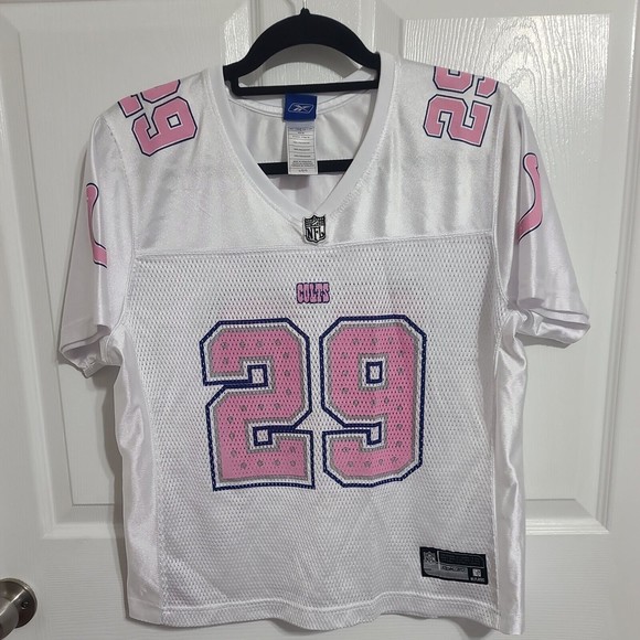 Reebok Tops - Joseph Addai Indianapolis Colts White, Pink, And Blue Women's L Jersey